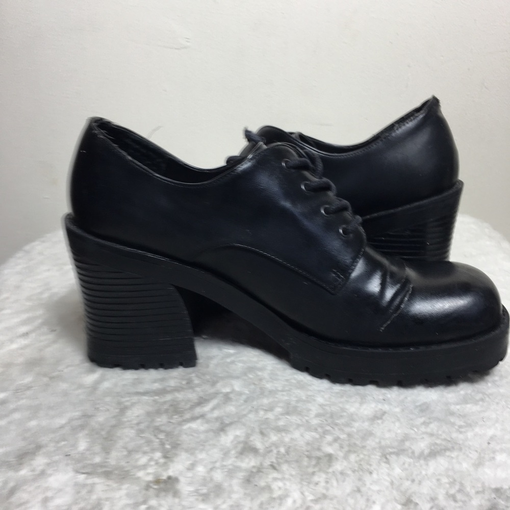 Vintage Mudd platform chunky square toe shoe black 8 - Picture 11 of 16